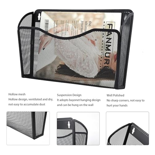 Gawerk 3 Pack Black Wall File Organizer Mesh Wall Pocket Office & Home