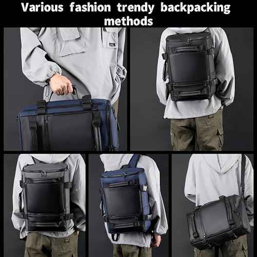 Carry On Backpack Travel Backpack for Men & Women, Durable Convertible Duffle Bag Fit for 16 Inch Laptop for Fitness, Travel (Black)