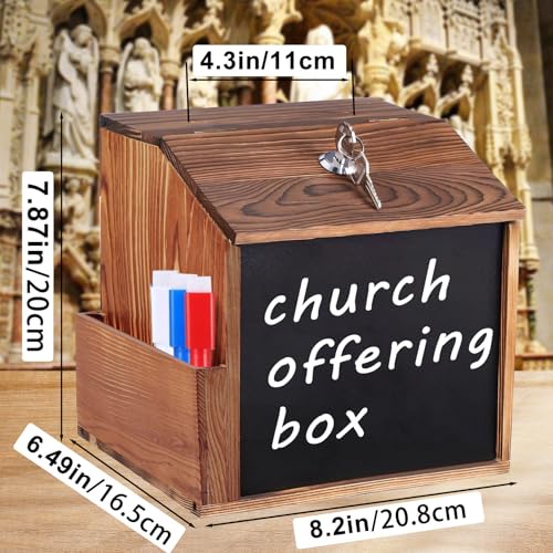 Wood Suggestion Box with Slot and Lock - Rustic Donation Box for Fundraising & Privacy
