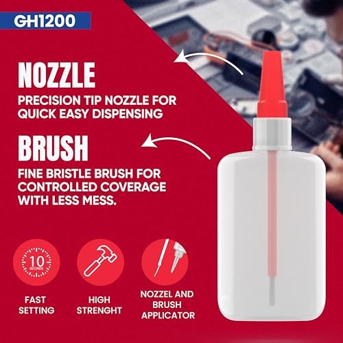 GH1200 20g Super Glue with Brush & Nozzle – Clear, Instant, Mess-Free Bonding
