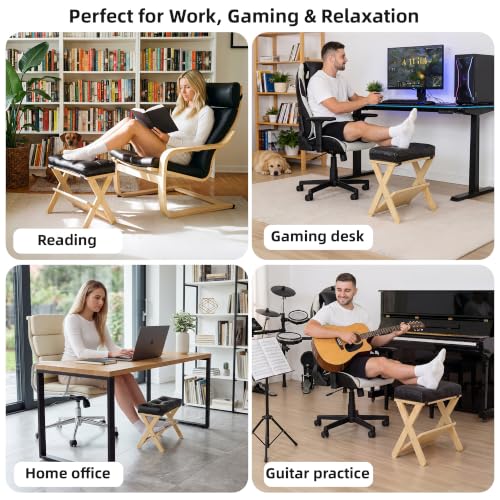 Homelystbo Natural Wood Double Step Under-Desk Foot Rest – Solid Wood Foot Stool