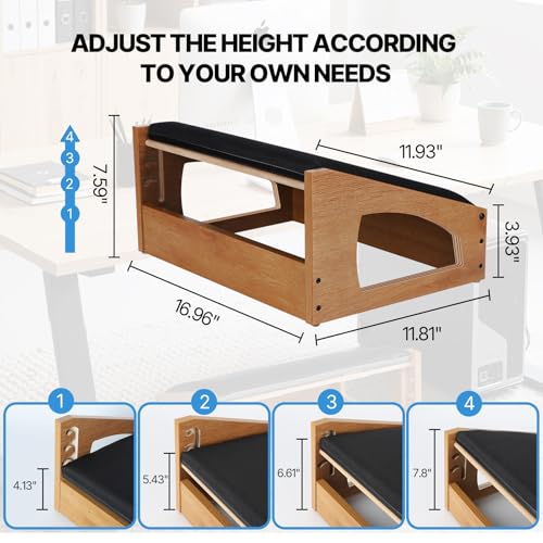 XINGMIAOWJ Ergonomic Foot Rest Under Desk - 4-Height Adjustable Foot Stool Natural01