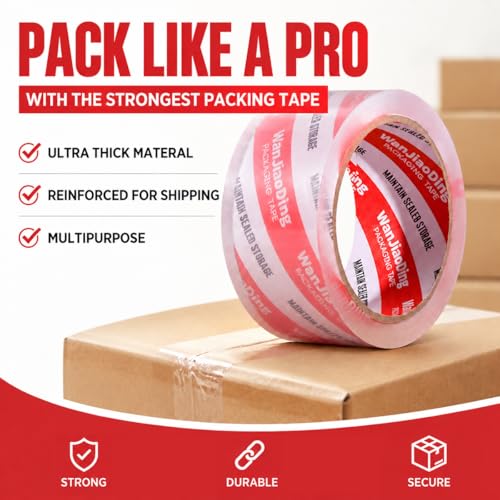 WanJiaoDing Heavy Duty Clear Packing Tape Refill Roll 1.88" x 60 Yards for Moving & Shipping – 1 Roll