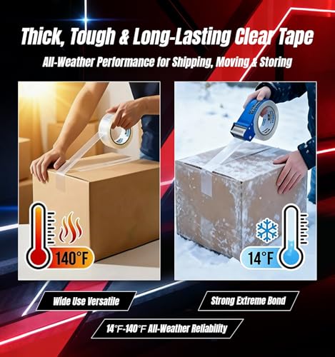 Scowyking Heavy Duty Clear Packing Tape Refills 2 x 68 Yards - 6 Pack
