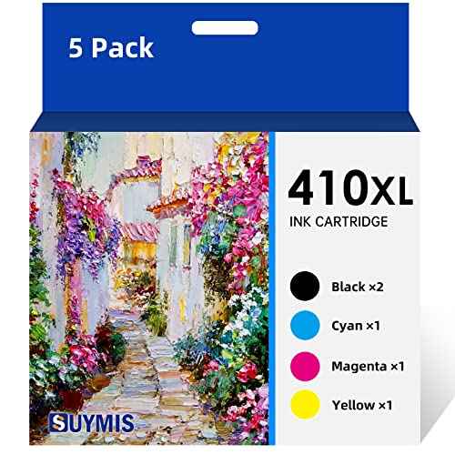 410 XL Ink Cartridges Remanufactured for Epson 410XL Ink Cartridges 5 Pack to Use with Epson Expression XP-7100 XP-830 XP-640 XP-630 XP-635 XP-530 Printers (Black, Cyan, Magenta, Yellow, Photo Black)