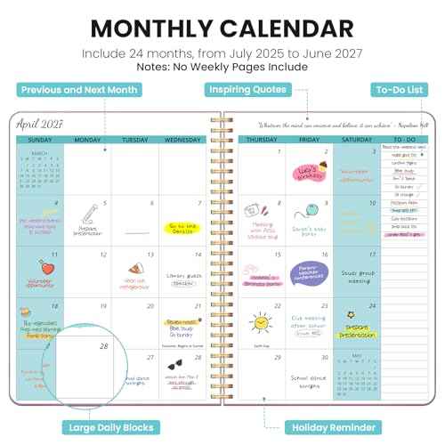 Monthly Planner 2025-2027, 2 Year Months Planner Calendar 2025-2027, July 2025 - June 2027, 7" x 10", 25-27 Monthly Calendar Planner, Perfect for School Office Home Planning - Garden