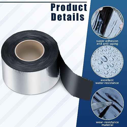 Frienda 2 Rolls Flashing Tape Waterproof Patch Seal Tape 32 Feet Self Adhesive Asphalt Repair for Window Roof Doors Panels Gutter Repair Outdoor(4" X 32')