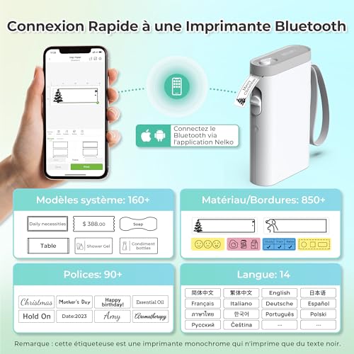 Nelko Label Maker Machine with Tape, P21 Bluetooth Label Printer, Wireless Mini Label Makers with Multiple Templates for School Office Home, White