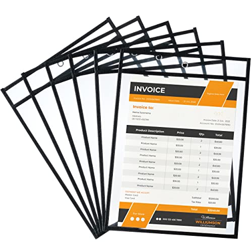 Mr. Pen Reusable Dry Erase Pocket Sleeves 10.2 x 14 Black, 6 Pack
