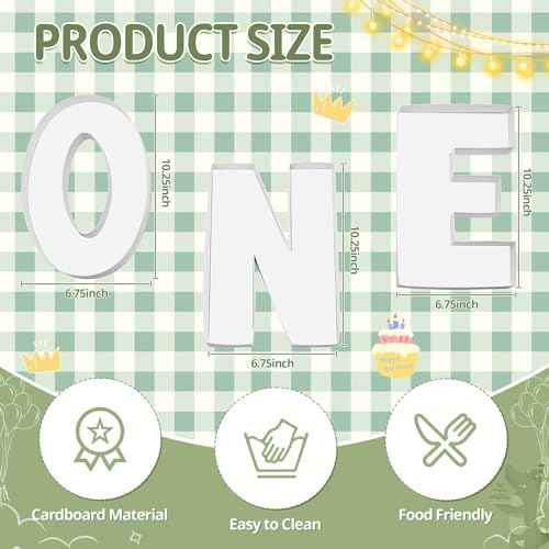 One Charcuterie Board Letters, 3 Pack, 10 Inch Fillable Cardboard Letters for Charcuterie, White Paper Mache Letter Tray for 1th Aniversary, Birthday Party Decoration