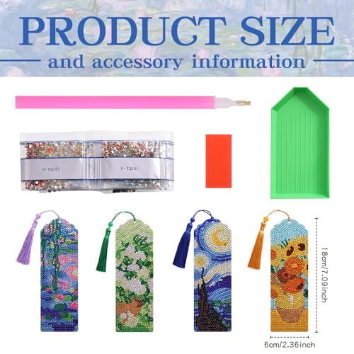 Van Gogh Diamond Painting Bookmarks Set - DIY Art Craft Kit for Book Lovers