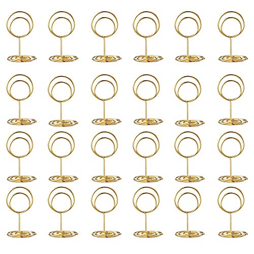 Mini Gold Table Number Holders with Blank Cards for Weddings & Events - 24 Pack