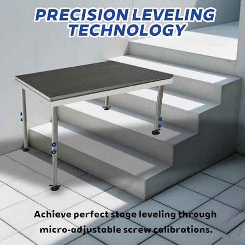 Hisonic PS02 4 X 4 Portable Stage Platform Modular System with Height Adjustable Riser (24" - 39")