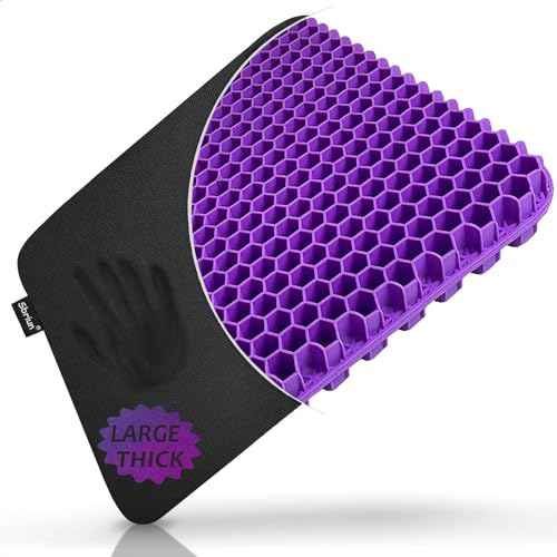 Gel Seat Cushion for Long Sitting Pressure Relief (Super Large & Thick) - Non-Slip Gel Chair Cushion for Back, Sciatica, Tailbone Pain Relief - Seat Cushion for Office Desk Chair, Car, Wheelchair