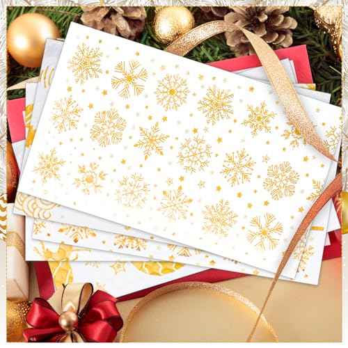 Zhanmai 100 Pcs Christmas Poly Gold Poly Bubble Mailers 5.51 x 8.27 Inch 5 Patterns Xmas Waterproof Bubble Padded Envelopes Self Adhesive Shipping Mailing Bags for Xmas Mailing Packaging