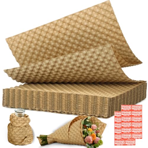 Deamoser Reusable Kraft Bubble Wrap Sheets 15" x 12" - 50 Sheets Eco-Friendly Moving & Shipping Cushioning