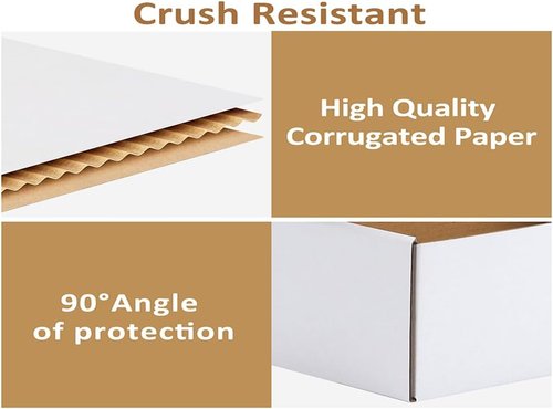 RLAVBL Shipping Boxes - 12x9x2 White Corrugated Cardboard - Set of 25 for Packing & Mailing
