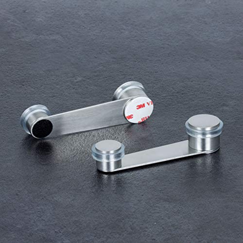 EVI | Doorstop | Adhesive Fixing Or Screw + Anchor | for Doors up to 2'' Thick | Transparent Rubber | Stainless Steel Matte Finish | Mod. I-164
