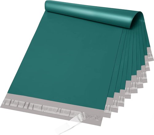 Fuxury Poly Mailers - 10x13 Inch Waterproof Shipping Bags | 100 Pcs Self-Seal Envelopes in Forest Green