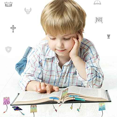 30 Pieces Christian Bookmarks for Kids Bible Verse Bookmarks with Cross Pendants Scripture Inspirational Quotes School Gifts Church Supplies for Kids Teens Adult Teachers