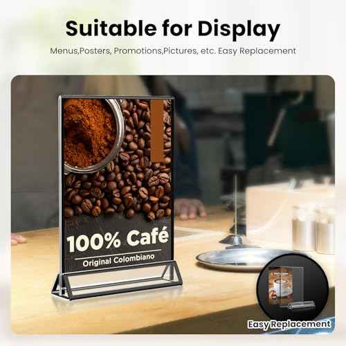 Acrylic Black Sign Holders 5x7, 12 Pack Wedding Black Table Number Holders, Double Sided Photo Display Picture Frame Paper Stand, Clear Flyer Stand Menu Holder for Wedding, Home, Party, Restaurant