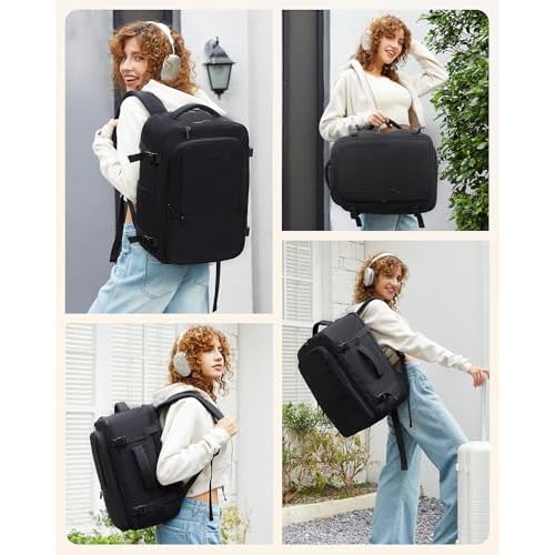 LOVEVOOK Travel Backpack for Women & Men, 40L Large Carry On Backpack Airline Approved, TSA Personal Item Weekender Bag, Water Resistant Laptop Backpack with 3 Packing Cubes for Travel Essentials