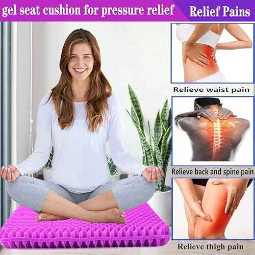 Plus Size Gel Seat Cushion, Extra Large and Thick, Seat Cushion for Pressure Relief for Back, Hip, Sciatica, Tailbone Pain, Used for The Office, Car, Wheelchair, Truck, Recliner.(Rose red)