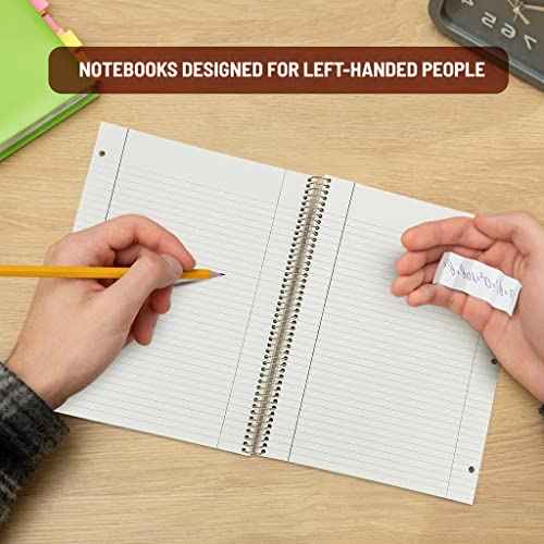 Left Handed Spiral Notebooks College Ruled [3 Pack, 100 Sheets] | 9"x11" | Thick Paper, Gold Spiral Binding, Waterproof Notebook | Trendy and Stylish for Adults, Teens, and Pre-Teens | Single Subject Spiral Notebook | Campus Notebooks