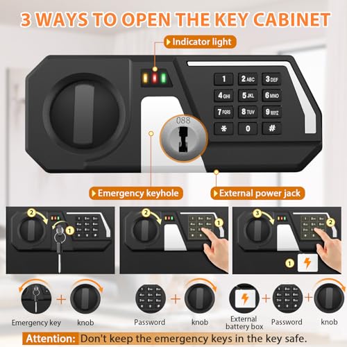 Nebakne 71 Keys Heavy Duty Fireproof Key Lock Box Wall Mount with Code & Hook Plates – Variation: 71 Keys