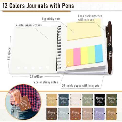 Employee Christmas Gifts Bulk for Rad Tech Perioperative Nurse Practitioner Team Staff Thank You Gifts A6 Spiral Planner Ballpoint Pen Sticky Note for Office Coworker Adult(Bright Color)