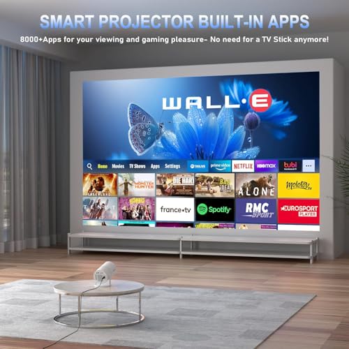 Mini Portable Projector 4K WiFi 6 BT 5.2 Upgraded Portable Projector Full HD Supported for Phone /PC /TV /HDMI /PS5 /Laptop Auto Keystone Home Theater 180¡Æ Rotation [Built-in App] White