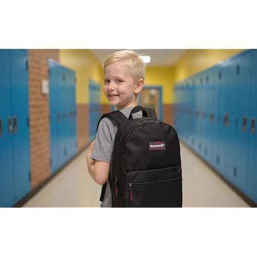 Trail maker Classic 17 inch Backpacks with Adjustable Padded Straps | School Backpacks for Girls, Boys (Black)