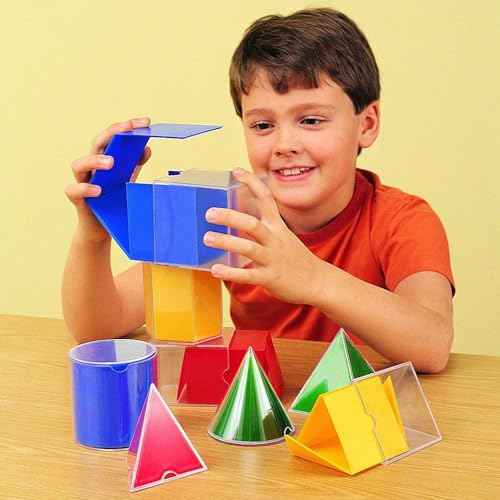 Learning Resources Folding Geometric Shapes - 16 Pieces, Ages 7+ Geometry Accessories, Teacher Aids, Math Helper, Teacher Supplies, Math Games for Kids,Back to School Supplies