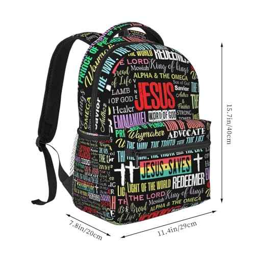 Jesus Cross Laptop Backpack for Travel Lightweight Bookbag Large Capacity Christian Bag Casual Daypack