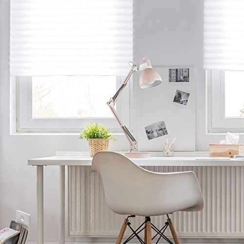 GLOBE Electric 52028 28" Swing Arm Architect Desk Lamp, Matte Rose Finish, White Accents, Rotary Switch on Shade, Partially Adjustable Arm, Modern Lighting for Bedroom or Office, E26 Base