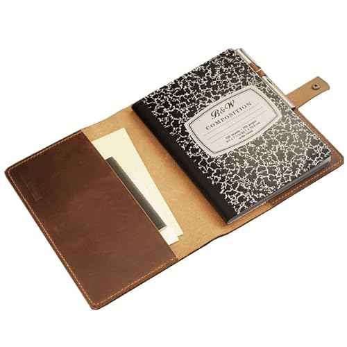 Distressed Leather Composition Notebook Cover; Gift For Student, Writer, Brown, 307C - Distressed Brown