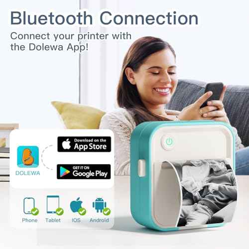 Label Maker Machine with Tape, Little Printer, Portable Thermal Printer Compatible with iOS & Android, Sticker Maker for School, Home, Office, Photos, Notes (Blue)