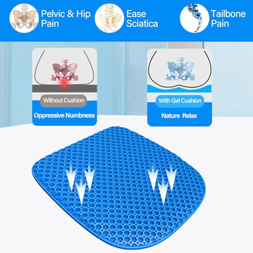 TONINT Gel Seat Cushion Medium, 17x15x1.2 in – Large, washable cover, anti-slip
