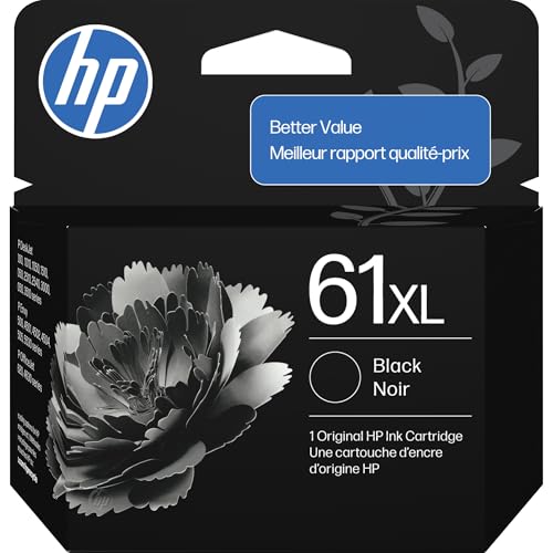 HP 61XL High-Yield Black Ink Cartridge - 360 Pages for DeskJet, Envy, OfficeJet Printers