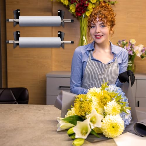 Gisafai 2 Set Wall Mount Roll Rack Holder 60 Inch Length Adjustable (28"-60") Heavy Duty Roll Butcher Dispenser Vinyl Label Pig Mat Rolls Holder for Various Tubular Materials