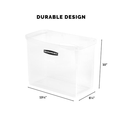 Bankers Box 1 Pack Portable Open Desktop Plastic File Storage Box with Hanging Rails, Side Handle, Organizer Bin, Letter