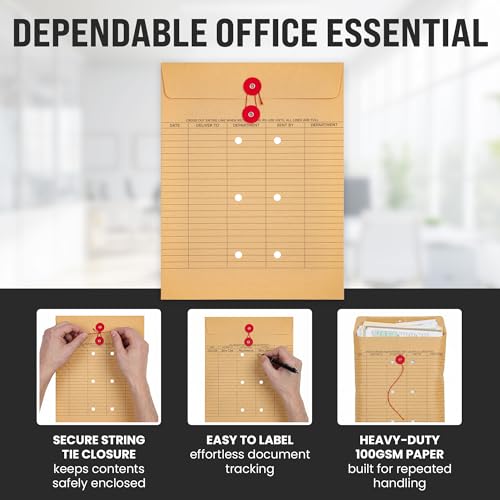 10x13 Office Envelopes with String Tie Closure Pack of 100