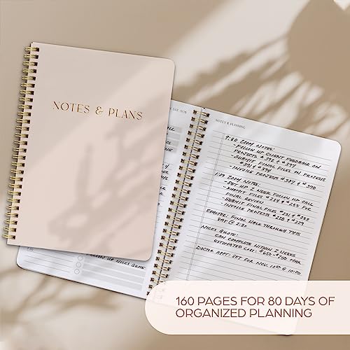 ZICOTO Champagne Pink Daily Planner with Hourly Schedule & Spiral Notebook