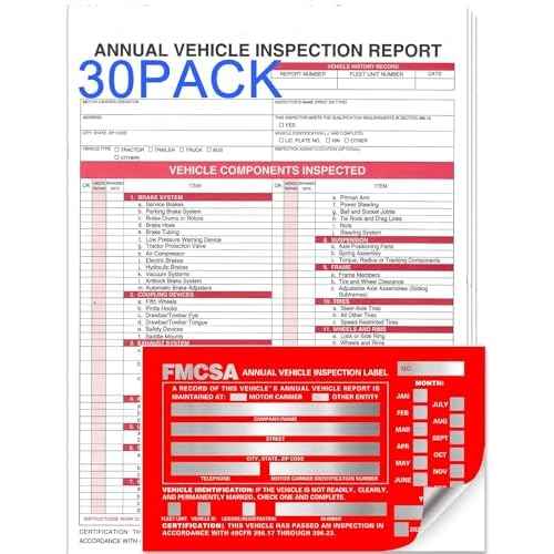 Annual Vehicle Inspection Report Form 30-pk 3-Ply Carbonless Red FMCSA Label Aluminum