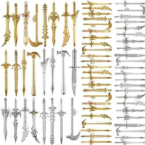 Yexiya 96 Pack Ancient Sword Pens Set Gel Ink Novelty Fun Cool Sword Plastic Gel Ink Cool Pens for Christmas Birthday Party Presents and Writing Random Style