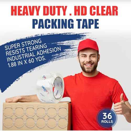 Heavy Duty Packing Tape with Dispenser, 36 Rolls x 1.88 in. x 60 yds. x 2.7 MiL, Strong Hold HD Clear Packaging Tape Secure Sealing for Cardboard, Bubble Wrap, Shipping Supplies, Total 2160 yds.