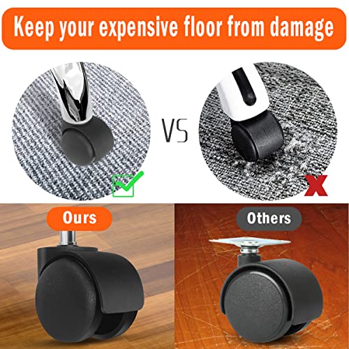 Omyoffice 5-Pack Office Chair Replacement Wheels in Black - 7/16in x 7/8in Casters