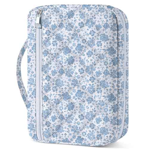 Bible Cover Case for Women, Quilted Bible Cover Bag with Handle for Girls, Bible Carrying Case Study Supplies Accessories for Women