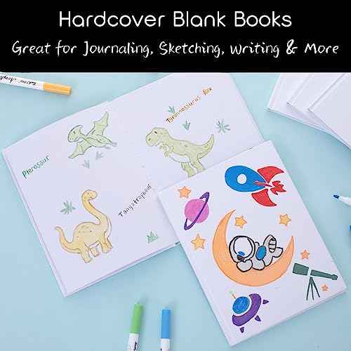 24 Count Blank Hardcover Books for Kids to Write Stories 6x8 inch Hardcover Blank Sketchbooks Journal -Unlined Page Make Your Own Book for Christmas Gifts (18 Sheets / 36 Pages, White)