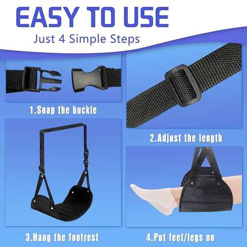 2-Pack Airplane Foot Hammock for Plane Travel - Travel Essentials Length Adjustable Airplane Foot Rest Under Desk -Long Flight Must Haves